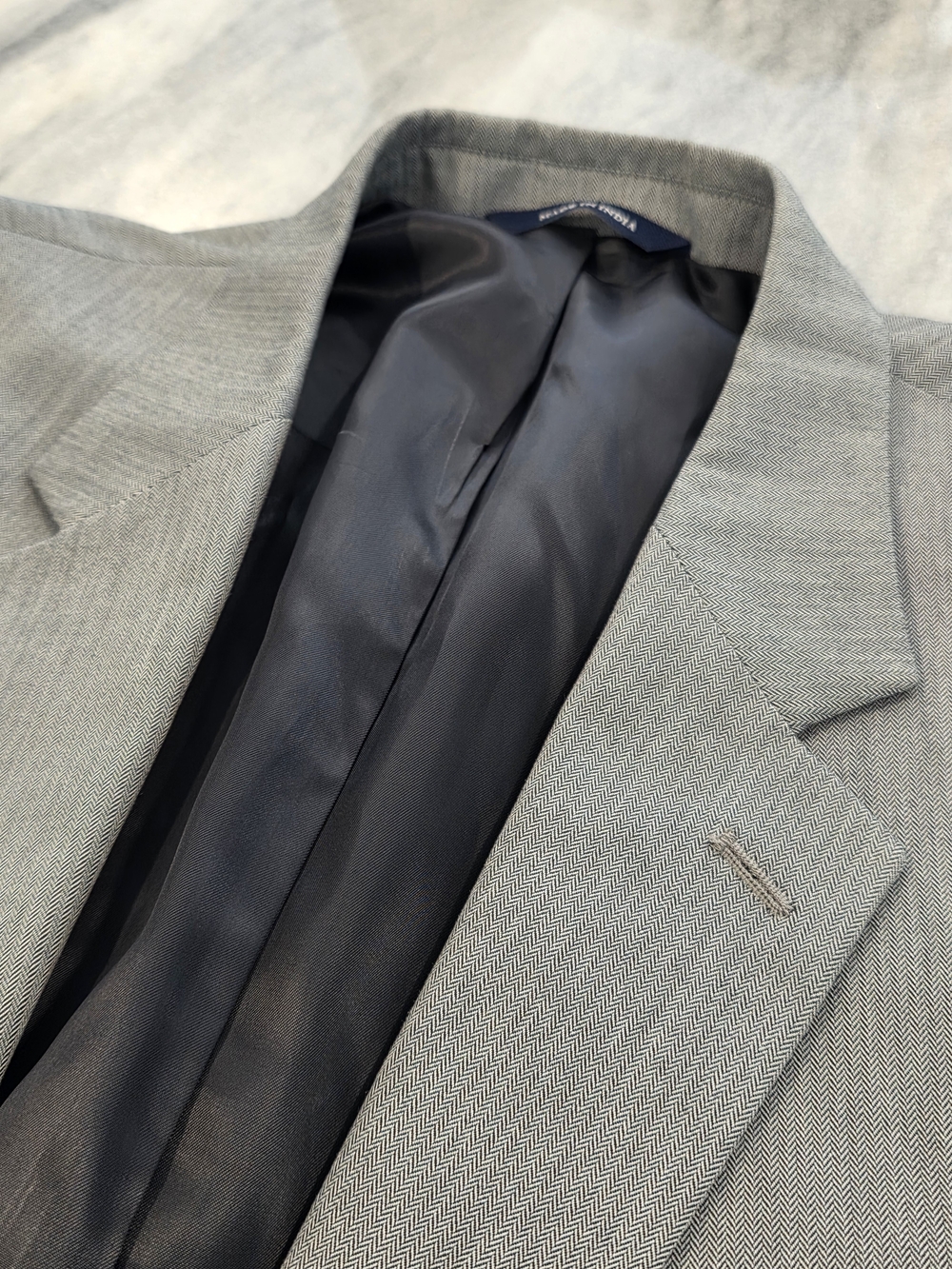 48L Men's Croft & Barrow Blazer Prep Collection Herringbone Gray Sport Coat